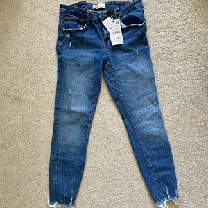 Zara Distressed Denim Mid Rise Skinny Jeans Pants